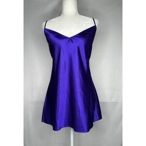 Dreamgirl Purple Satin Chemise and Robe Set Lace Up Back Y2K Large